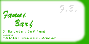 fanni barf business card